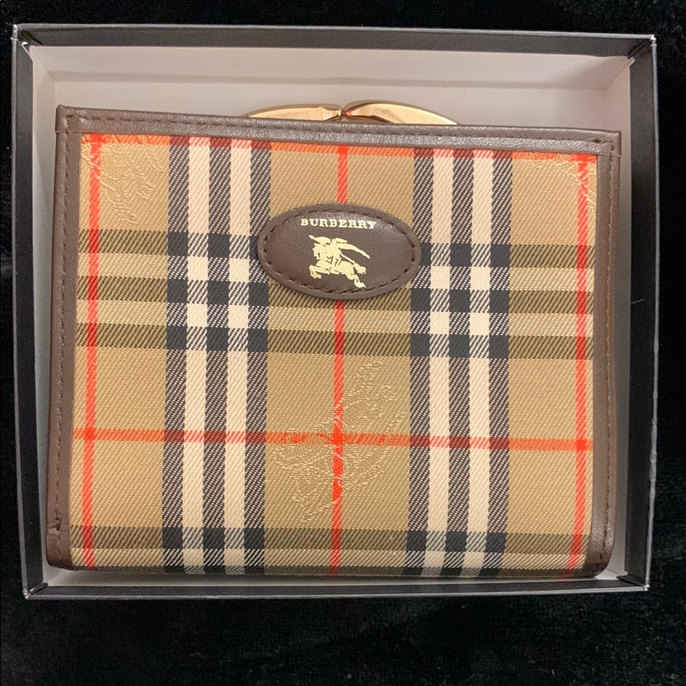 Burberry Plaid Wallet with Gold Clasp